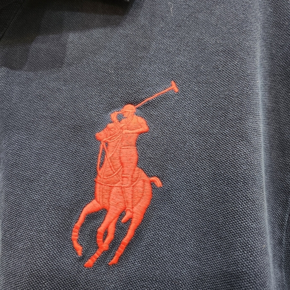 Vintage Polo Ralph Lauren Polo Shirt Big Pony W/USA Flag Hit Mens XL Blue - Picture 2 of 5